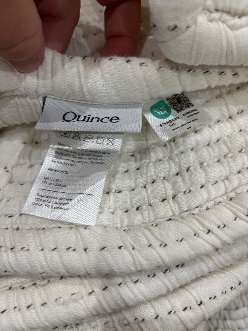 Quince Organic Cotton Channel Stitch Coverlet King Undyed - Picture 8 of 11